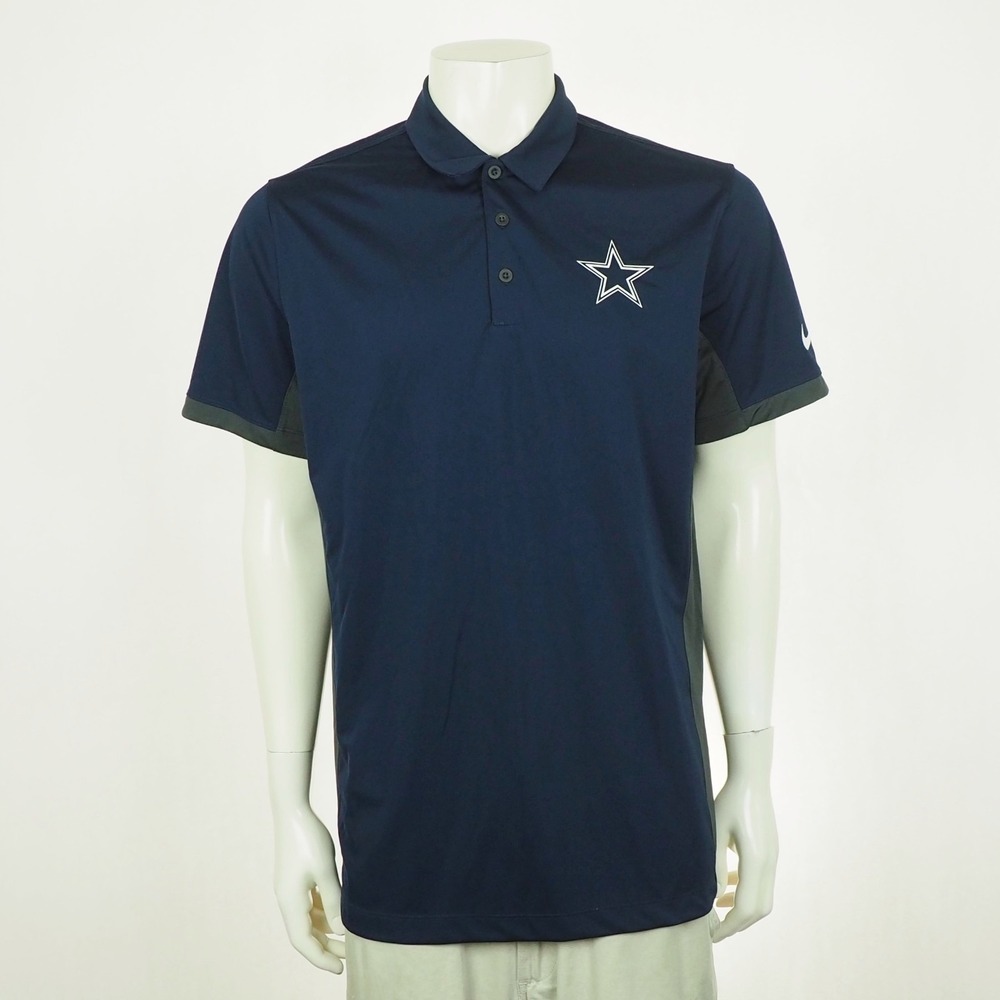 Nike Dallas Cowboys Polo Shirt Mens Large Navy Blue Dri-Fit NFL Football Team
